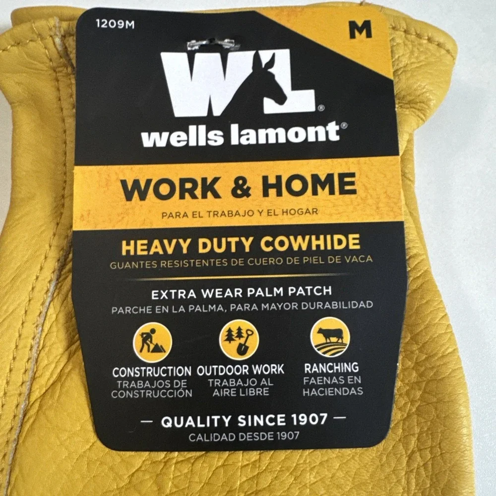 Cowhide Leather Wells Lamont Premium Leather Work Gloves M 100% Cowhide HVY Duty